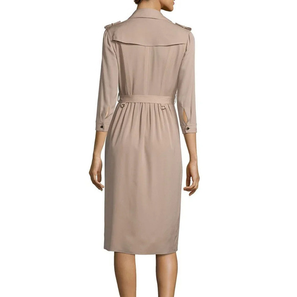 Burberry Agatha Pale Stone Silk Trench Dress -NWT - Picture 3 of 13